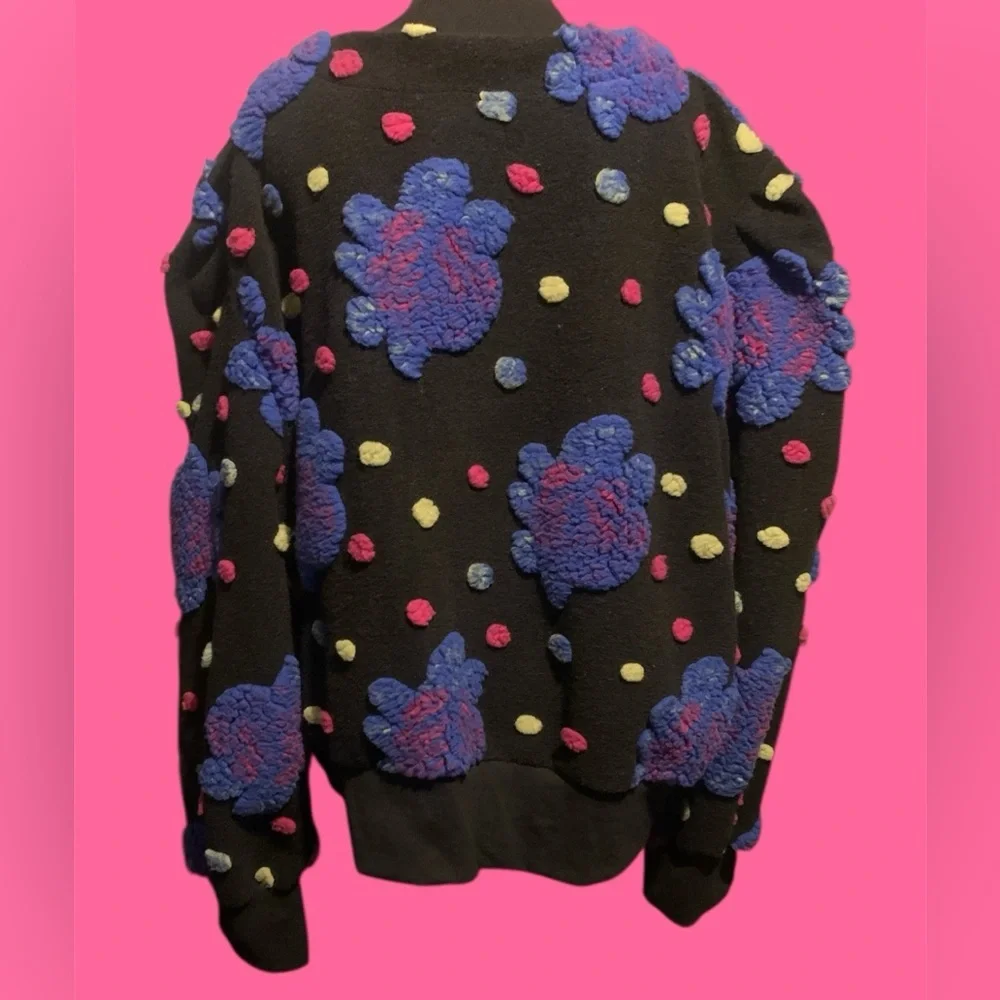 Fashion Nova 5X Teddy Jacket with Playful colorful abstract floral fuzzy Design - Picture 5 of 12